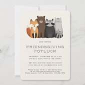 Cute Whimsical Animals Friendsgiving Potluck 招待状 (正面)