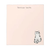 Cute whimsical Black and white Cat  Pink Notepad ノートパッド (正面)