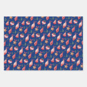 Cute whimsical blue Christmas set of 3  ラッピングペーパーシート (正面2)