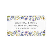 Cute Whimsical Blue Spring Flowers Return Address ラベル (正面)