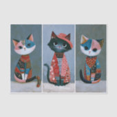 Cute Whimsical Boho Cat Set, Pastel EV6L Decoupage 薄葉紙 (正面)