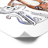Cute Whimsical Brown Dog and Gray Cat ポスター (角)