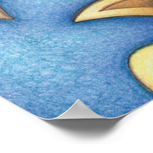 Cute Whimsical Cat and Mouse Moon Art ポスター (角)