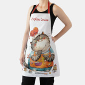 Cute Whimsical Cat Chef Illustration Funny エプロン (インサイチュ)