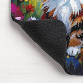 Cute Whimsical  Cat, Flowers and Butterflies マウスパッド (コーナー)