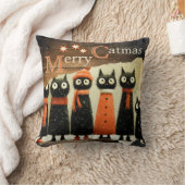 Cute Whimsical Cats Rustic Christmas クッション (ブランケット)