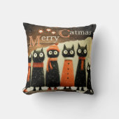 Cute Whimsical Cats Rustic Christmas クッション (正面)