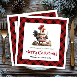 Cute Whimsical Chickens Editable Cartoon Style スタンダードカクテルナプキン