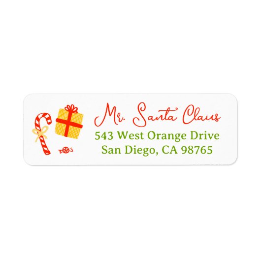 Cute Whimsical Christmas CUSTOM Return Address ラベル (正面)