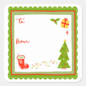 Cute Whimsical Christmas Holiday CUSTOM TO FROM スクエアシール (正面)