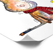 Cute Whimsical Christmas Moose ポスター (角)