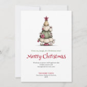 Cute Whimsical Christmas Tree Festive Greeting シーズンカード (正面)