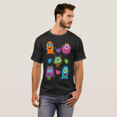 Cute Whimsical Colorful Little Monsters With Heart Tシャツ (正面フル)