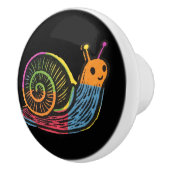 Cute Whimsical Colorful Snail セラミックノブ (右)