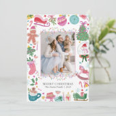 Cute Whimsical Doodles Christmas シーズンカード (スタンド正面)