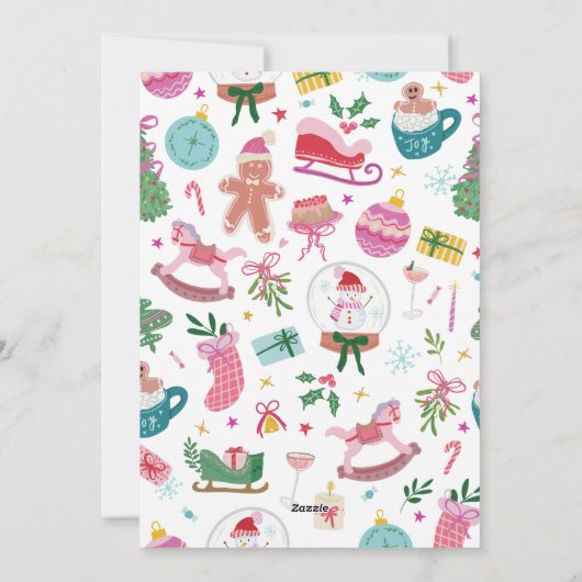 Cute Whimsical Doodles Christmas シーズンカード (裏面)