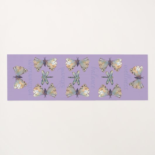 Cute Whimsical Dragonfly Butterfly Maureen Girard ヨガマット (裏面(横))