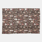 Cute Whimsical Fair Gnomes and Mushrooms  キッチンタオル (横)