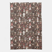 Cute Whimsical Fair Gnomes and Mushrooms  キッチンタオル (縦)