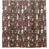 Cute Whimsical Fair Gnomes and Mushrooms シャワーカーテン (正面)