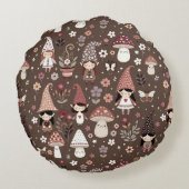 Cute Whimsical Fair Gnomes and Mushrooms  ラウンドクッション (裏面)