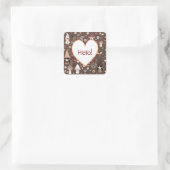 Cute Whimsical Fair Gnomes and Mushrooms Hello  スクエアシール (バッグ)