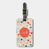 Cute Whimsical Flowers Luggage Tag ラゲッジタグ (正面縦)
