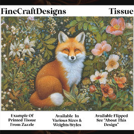 Cute Whimsical Forest Fox, Flowers ET9L Decoupage  薄葉紙