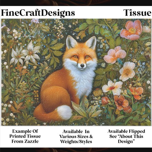 Cute Whimsical Forest Fox, Flowers ET9L Decoupage  薄葉紙