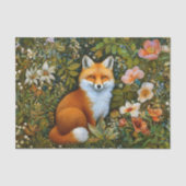 Cute Whimsical Forest Fox, Flowers ET9L Decoupage  薄葉紙 (正面)