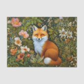 Cute Whimsical Forest Fox, Flowers ET9R Decoupage  薄葉紙 (正面)