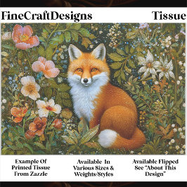 Cute Whimsical Forest Fox, Flowers ET9R Decoupage  薄葉紙