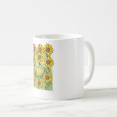 Cute Whimsical Frog And Sunflowers Illustration コーヒーマグカップ (正面右)