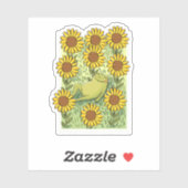 Cute Whimsical Frog And Sunflowers Illustration シール (シート)