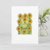 Cute Whimsical Frog And Sunflowers Illustration 招待状 (スタンド正面)