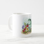 Cute Whimsical Frog In Flower Garden Illustration コーヒーマグカップ (正面左)