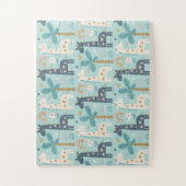 Cute Whimsical Giraffe Pattern in Pastel Blue ジグソーパズル (縦)