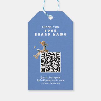 Cute Whimsical Girl QR Code Kids Label ギフトタグ