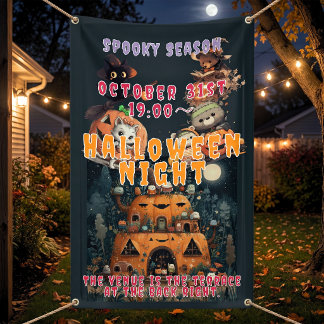 Cute Whimsical Halloween Night Outdoor 横断幕