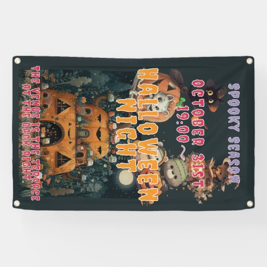 Cute Whimsical Halloween Night Outdoor 横断幕 (横)