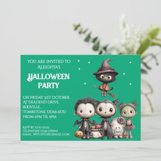 Cute Whimsical Halloween Party 招待状 (スタンド正面)