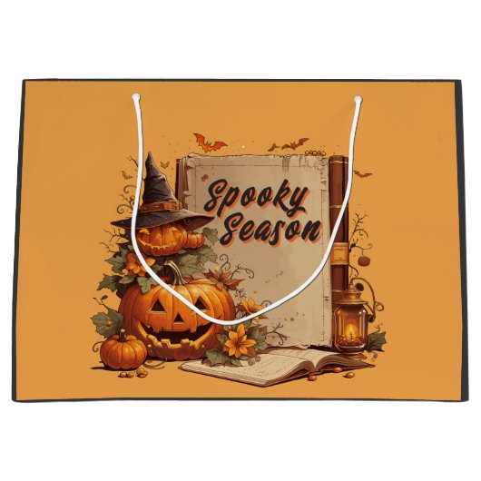 Cute Whimsical Halloween Spooky Season ラージペーパーバッグ (正面)