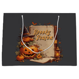 Cute Whimsical Halloween Spooky Season Black  ラージペーパーバッグ