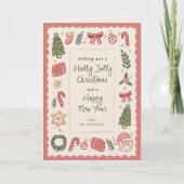 Cute Whimsical Hand-Drawn Christmas Icons シーズンカード (正面)