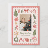 Cute Whimsical Hand-Drawn Christmas Icons Photo シーズンカード (正面)