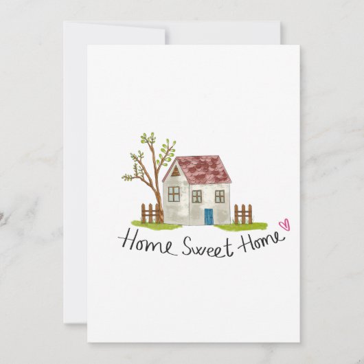 Cute Whimsical Hand-drawn Home Sweet Home 招待状 (正面)