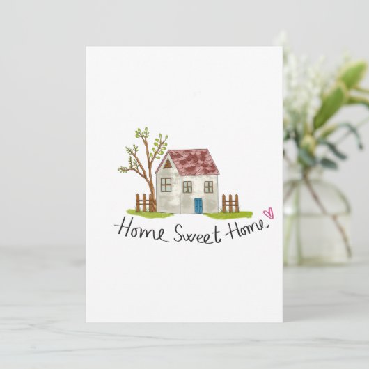 Cute Whimsical Hand-drawn Home Sweet Home 招待状 (スタンド正面)