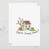 Cute Whimsical Hand-drawn Home Sweet Home 招待状 (正面/裏面)