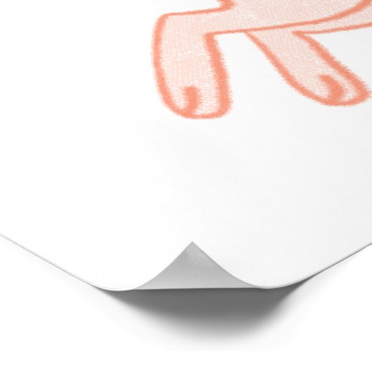 Cute & Whimsical Hand-Drawn Rabbit Nursery Art ポスター (角)