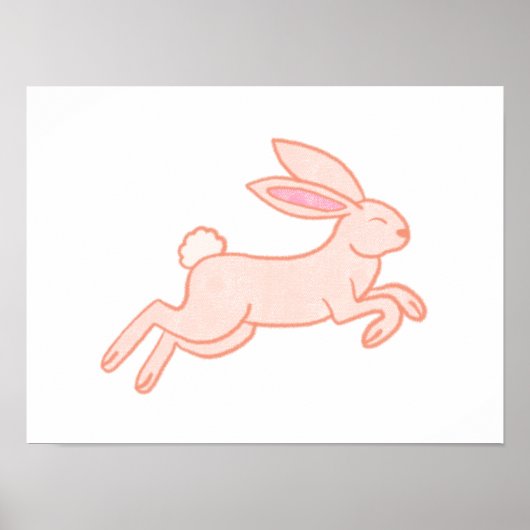 Cute & Whimsical Hand-Drawn Rabbit Nursery Art ポスター (正面)